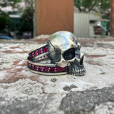 Vintage Skull Zircon-Set Knot Band Sterling Silver Ring | Gthic.com
