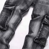 Vintage Slim Fit Flare Cotton Cargo Denim Jeans