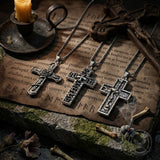 Vintage Snake Rose Cross Stainless Steel Pendant | Gthic.com