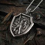 Vintage Spartan Warrior Shield Stainless Steel Pendant | Gthic.com