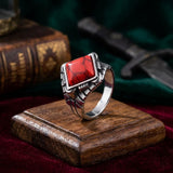 Vintage Square Gemstone Stainless Steel Versatile Ring