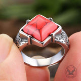 Vintage Square Gemstone Stainless Steel Versatile Ring | Gthic.com