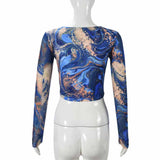 Vintage Square Neck Waist-Baring Spliced Slim Top | Gthic.com