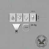 Vintage Square Skull Playing Card Sterling Silver Ring