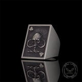 Vintage Square Skull Playing Card Sterling Silver Ring
