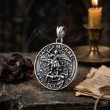 Vintage St. Michael Archangel Stainless Steel Sacred Pendant | Gthic.com