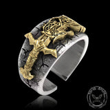 Vintage Sword Norse Dragon Sterling Silver Open Ring | Gthic.com