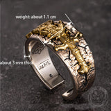 Vintage Sword Norse Dragon Sterling Silver Open Ring | Gthic.com