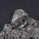 Vintage Textured Tree Stump Stainless Steel Ring