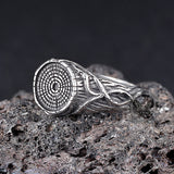 Vintage Textured Tree Stump Stainless Steel Ring