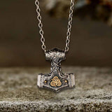 Colgante vikingo de plata de ley con martillo de Thor nórdico