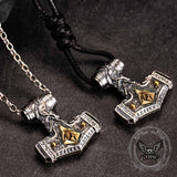 Colgante vikingo de plata de ley con martillo de Thor nórdico