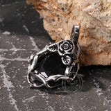 Vintage Thorn Rose Gemstone Stainless Steel Pendant