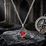 Vintage Thorn Rose Gemstone Stainless Steel Pendant