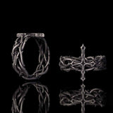Vintage Thorns Wrapped Cross Sterling Silver Ring | Gthic.com