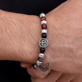 Vintage Tiger Eye Cross Stainless Steel Beaded Bracelet