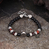 Vintage Tiger Eye Cross Stainless Steel Beaded Bracelet