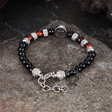 Vintage Tiger Eye Cross Stainless Steel Beaded Bracelet