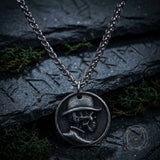 Vintage Top Hat Skull Stainless Steel Round Pendant | Gthic.com