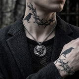 Vintage Top Hat Skull Stainless Steel Round Pendant | Gthic.com