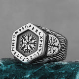 Vintage Tree of Life Vegvisir Rune Stainless Steel Viking Ring | Gthic.com