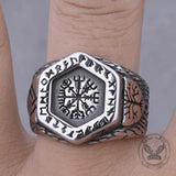 Vintage Tree of Life Vegvisir Rune Stainless Steel Viking Ring