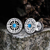 Vintage Turquoise Compass Stainless Steel Earrings 03 | Gthic.com