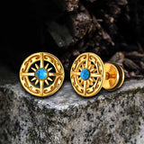 Vintage Turquoise Compass Stainless Steel Earrings