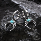 Vintage Turquoise Moon Stainless Steel Hoop Earrings01/Gthic.com
