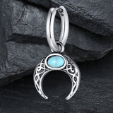Vintage Turquoise Moon Stainless Steel Hoop Earrings