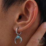 Vintage Turquoise Moon Stainless Steel Hoop Earrings