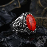Vintage Turquoise Skull Stainless Steel Biker Ring | Gthic.com
