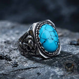Vintage Turquoise Skull Stainless Steel Biker Ring