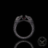 Vintage Two-Headed Snake Zircon Sterling Silver Ring