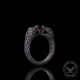 Vintage Two-Headed Snake Zircon Sterling Silver Ring