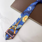 Vintage Van Gogh Oil Painting 8cm Starry Night Tie