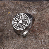 Vintage Viking Nordic Compass Stainless Steel Marine Ring | Gthic.com