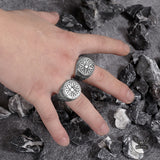 Vintage Viking Nordic Compass Stainless Steel Marine Ring | Gthic.com