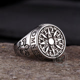Vintage Viking Nordic Compass Stainless Steel Marine Ring | Gthic.com