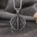 Vintage Viking Rune Odin Raven Stainless Steel Pendant | Gthic.com