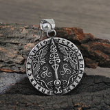 Vintage Viking Rune Odin Raven Stainless Steel Pendant | Gthic.com