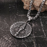 Vintage Viking Rune Odin Raven Stainless Steel Pendant