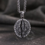 Vintage Viking Rune Odin Raven Stainless Steel Pendant | Gthic.com