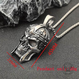 Vintage Viking Warrior Helmet Stainless Steel Skull Pendant