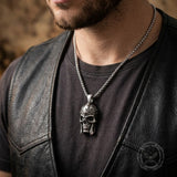 Vintage Viking Warrior Helmet Stainless Steel Skull Pendant | Gthic.com