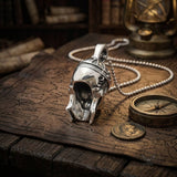 Vintage Viking Warrior Helmet Stainless Steel Skull Pendant