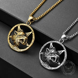 Vintage Viking Wolf Head Stainless Steel Pendant