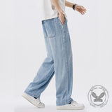 Vintage Washed Elastic Waist Lyocell Wide-Leg Jeans