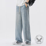 Vintage Washed Elastic Waist Lyocell Wide-Leg Jeans