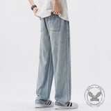 Vintage Washed Elastic Waist Lyocell Wide-Leg Jeans